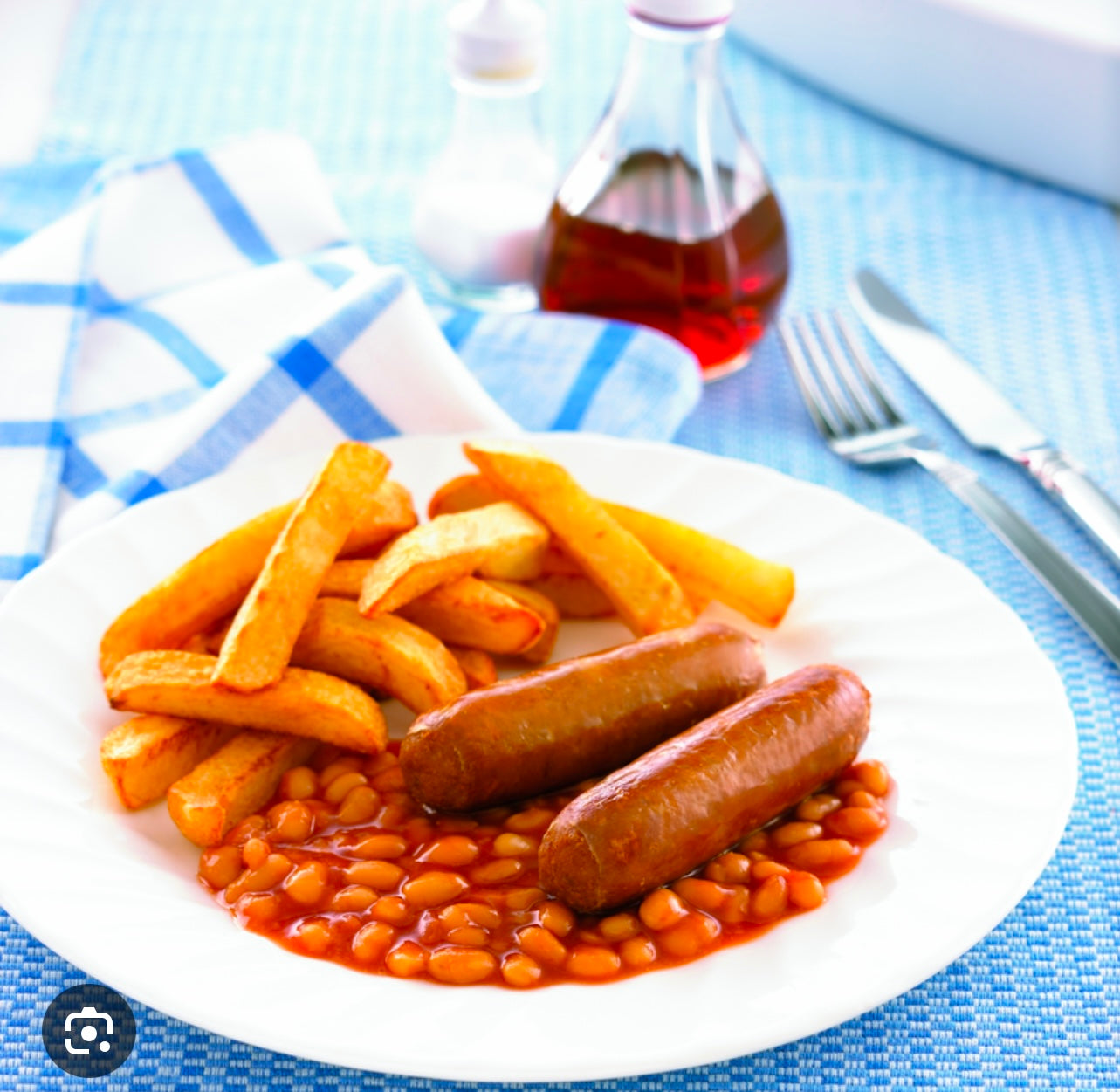 Kids Sausage chips and beans